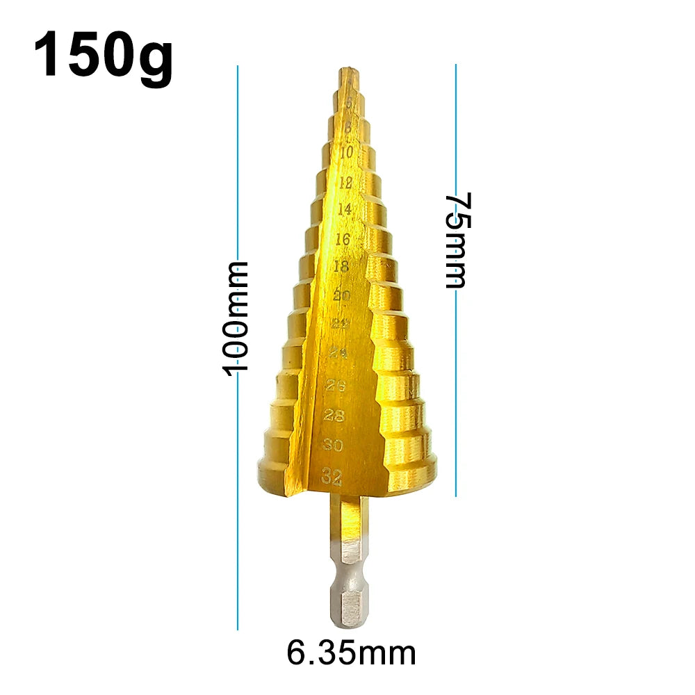 4-32 mm 4-20 mm HSS Titanium Coated Step Drill Bit High Speed Steel Metal Wood Hole Cutter Cone Drilling Tool