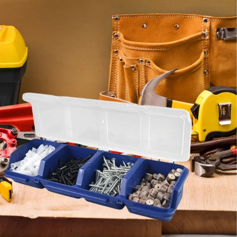 Pre-Sorted Screw Parts Box Slant Front Compartment Plastic Storage Tool Box (Red/Blue/Black) for Electronic Hardware Small Parts