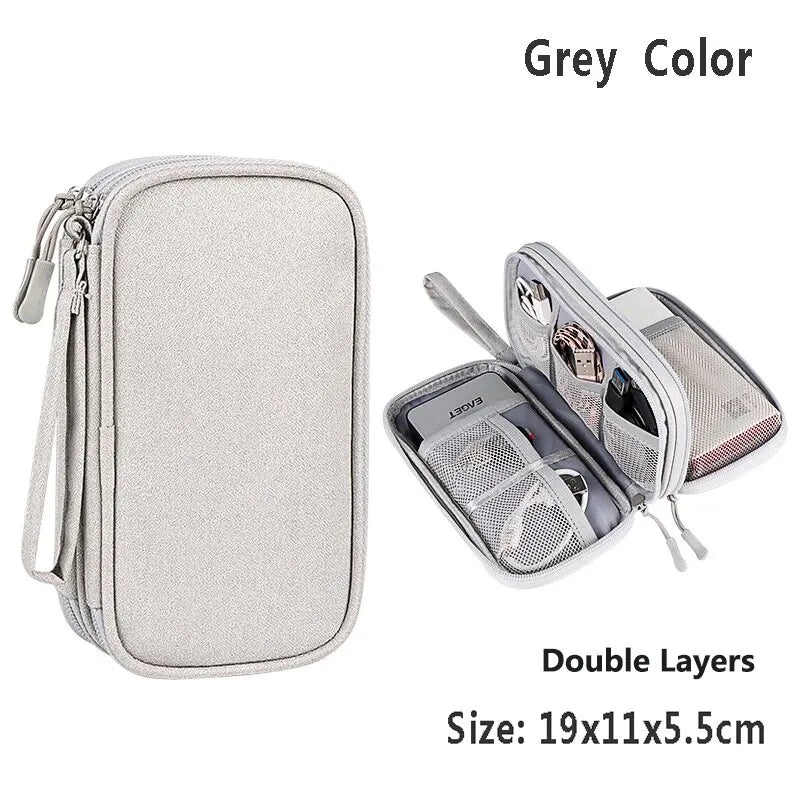 USB Cable Storage Bag Multifunctional Travel Portable Data Line Phone Charger Power Bank Electronic Accessories Organizer