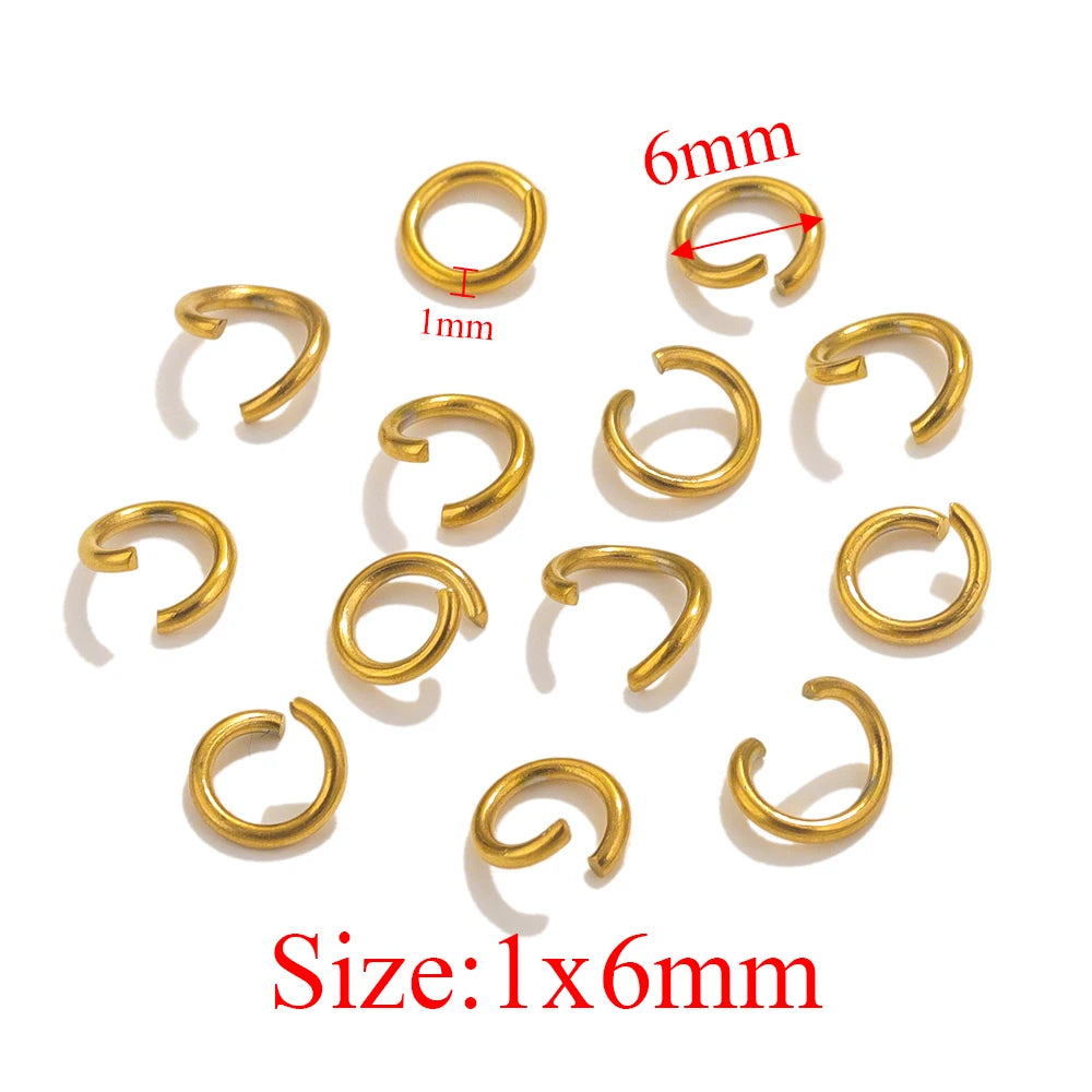100pcs PVD Gold Plated Stainless Steel Open Jump Rings Connectors for DIY Jewelry Making Split Ring Jewelry Findings Accessoires