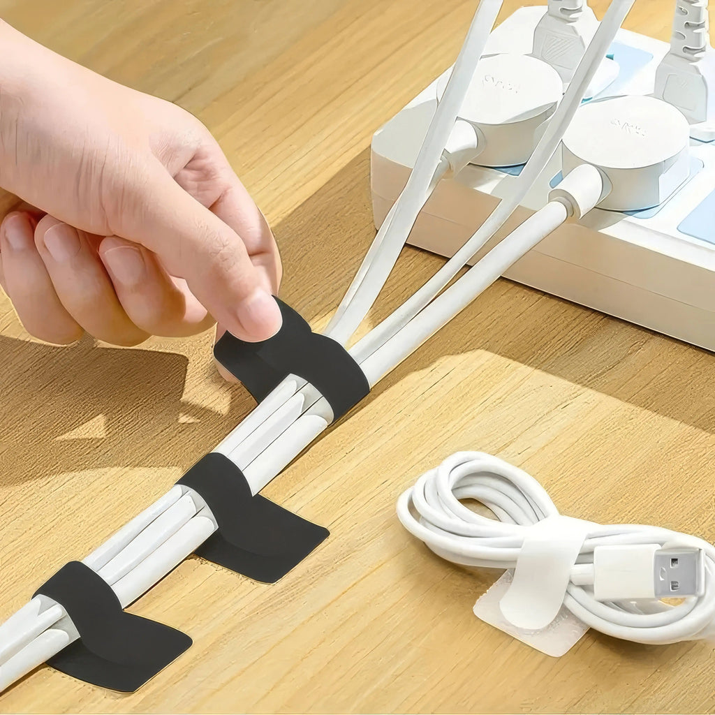 10/20/30 Wire Ties, White/black, Non Damaging To Equipment, Easy To Adjust Self-adhesive Tape, Suitable for Home/office Use