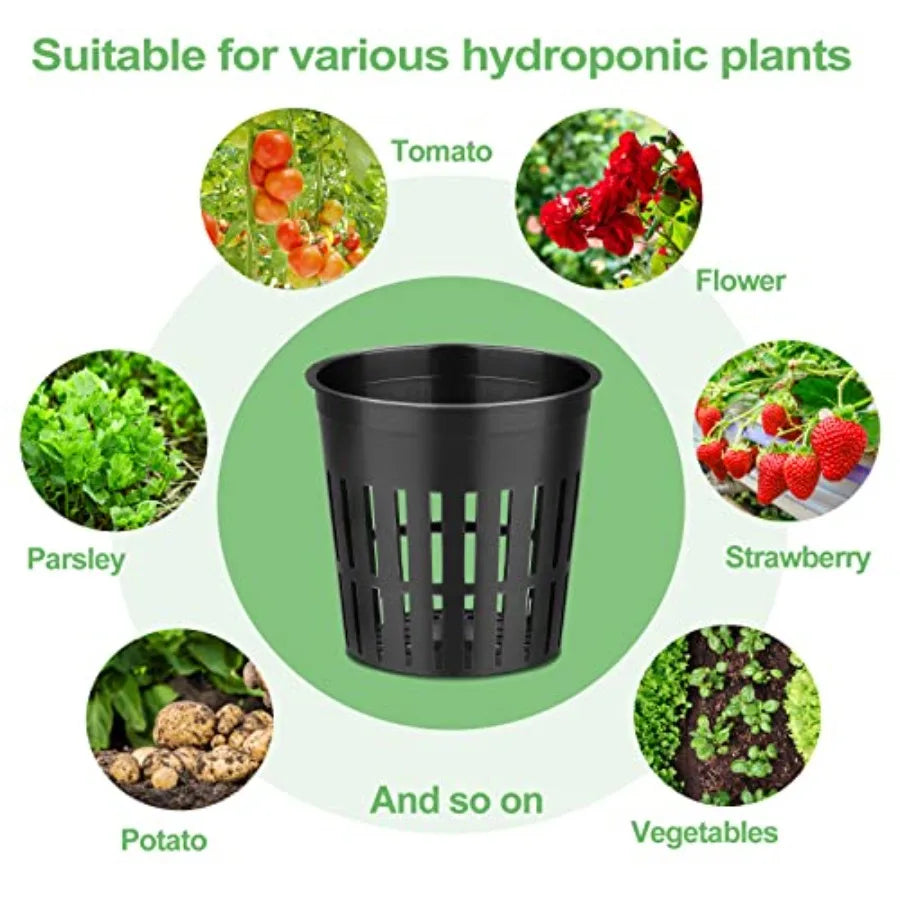 500-Pack 2 Inch Hydroponics Net Pots - Slotted Mesh Net Cups for Plant Growing System - Self Watering Baskets for Indoor and Ou