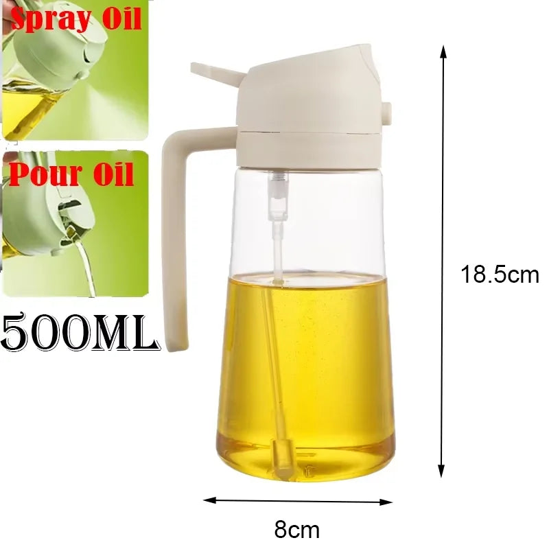2-in-1 Kitchen Oil Sprayer and Dispenser Bottle, Plastic Oil Mister for Cooking, BBQ, Baking, Roasting and Picnic