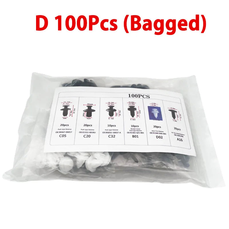 100/50PCS Auto Fastener Clips Kit - Multi-Size Retainers for Car Fender, Bumper, Door & Panel Trim