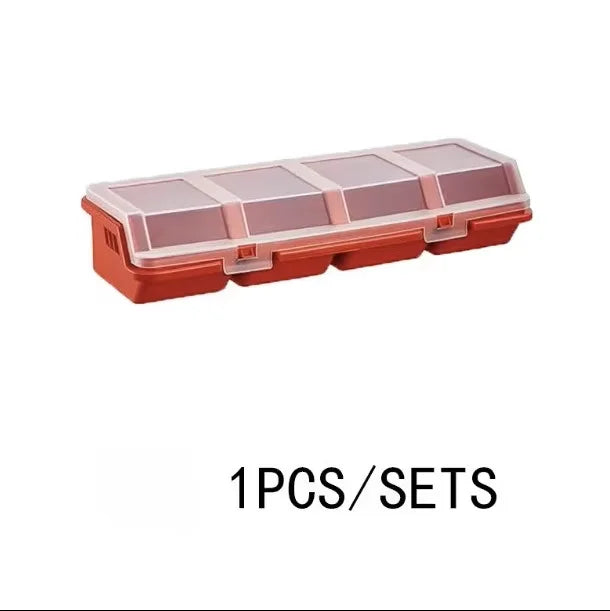 Pre-Sorted Screw Parts Box Slant Front Compartment Plastic Storage Tool Box (Red/Blue/Black) for Electronic Hardware Small Parts
