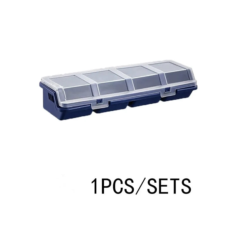 Pre-Sorted Screw Parts Box Slant Front Compartment Plastic Storage Tool Box (Red/Blue/Black) for Electronic Hardware Small Parts