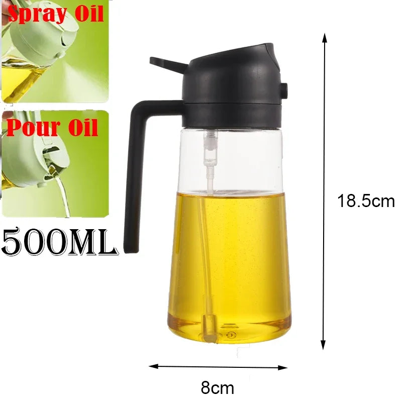 2-in-1 Kitchen Oil Sprayer and Dispenser Bottle, Plastic Oil Mister for Cooking, BBQ, Baking, Roasting and Picnic