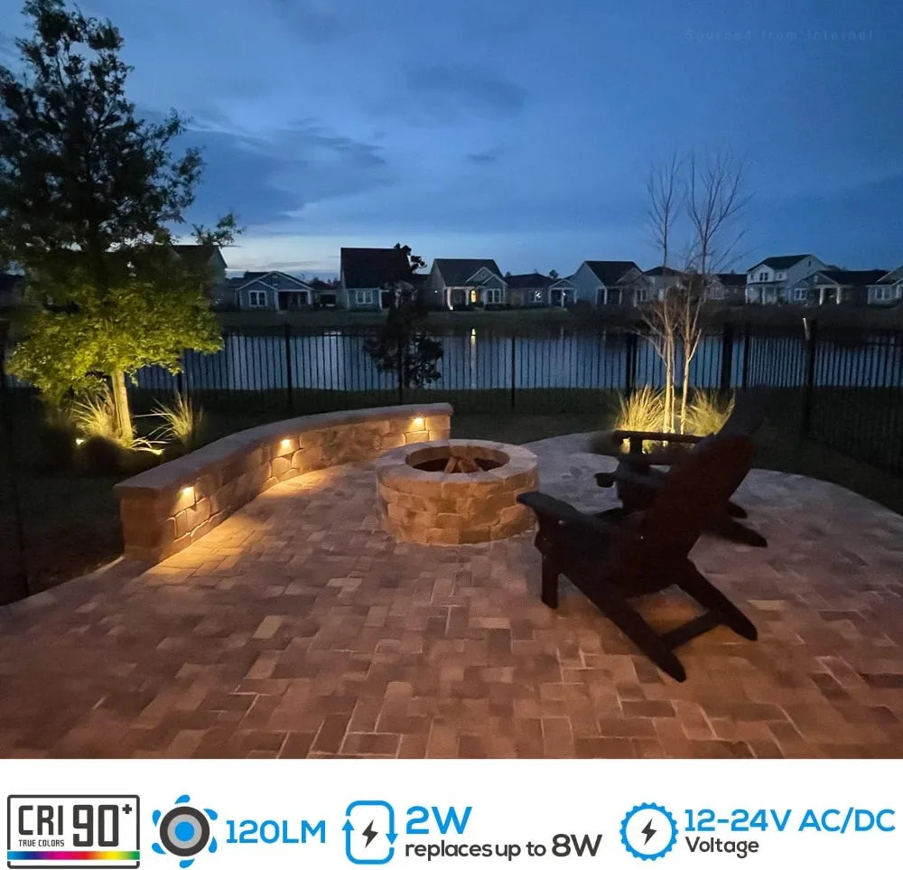 4 Inch LED Retaining Wall Lights Swivel 5CCT Selectable 2200K-5000K Low Voltage 12V AC/DC 2W Hardscape Paver Light ETL Pack of 4