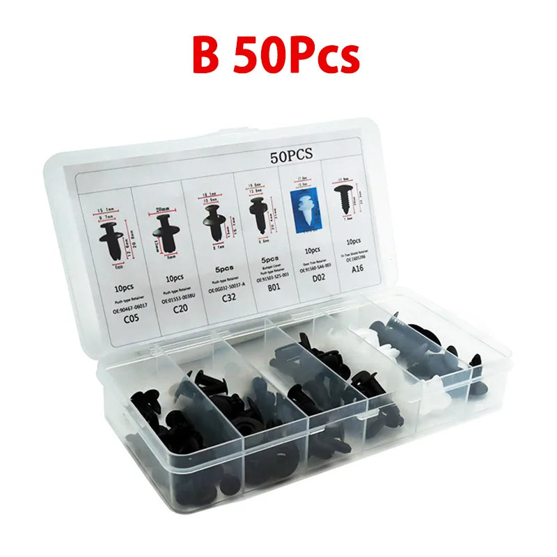 100/50PCS Auto Fastener Clips Kit - Multi-Size Retainers for Car Fender, Bumper, Door & Panel Trim