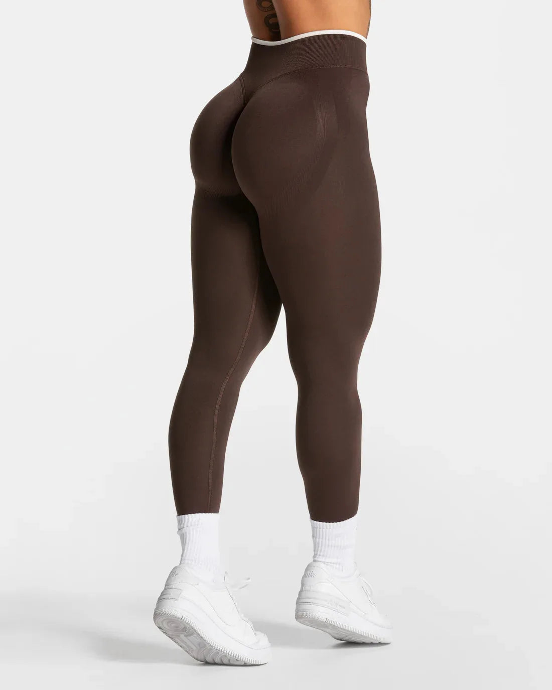New Women's Color Blocking Yoga Leggings Seamless Knited Tights High Waist Hip Liftting Gym Workout White Edge Sports Leggings