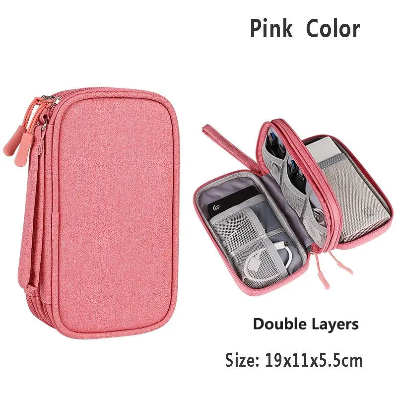 USB Cable Storage Bag Multifunctional Travel Portable Data Line Phone Charger Power Bank Electronic Accessories Organizer