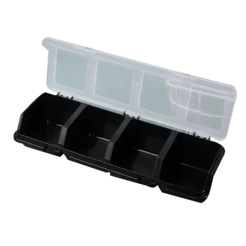 Pre-Sorted Screw Parts Box Slant Front Compartment Plastic Storage Tool Box (Red/Blue/Black) for Electronic Hardware Small Parts