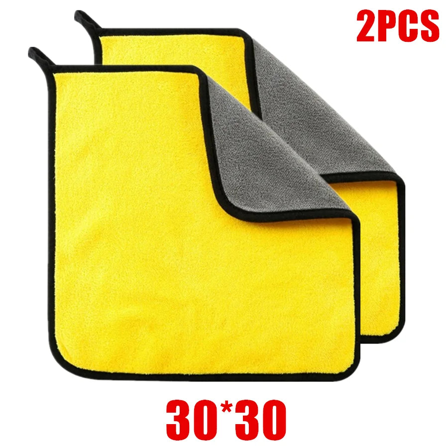 1/2/6/10pcs Microfiber Cleaning Towel Thicken Soft Drying Cloth Car Body Washing Towels Double Layer Clean Rags Car Accessories