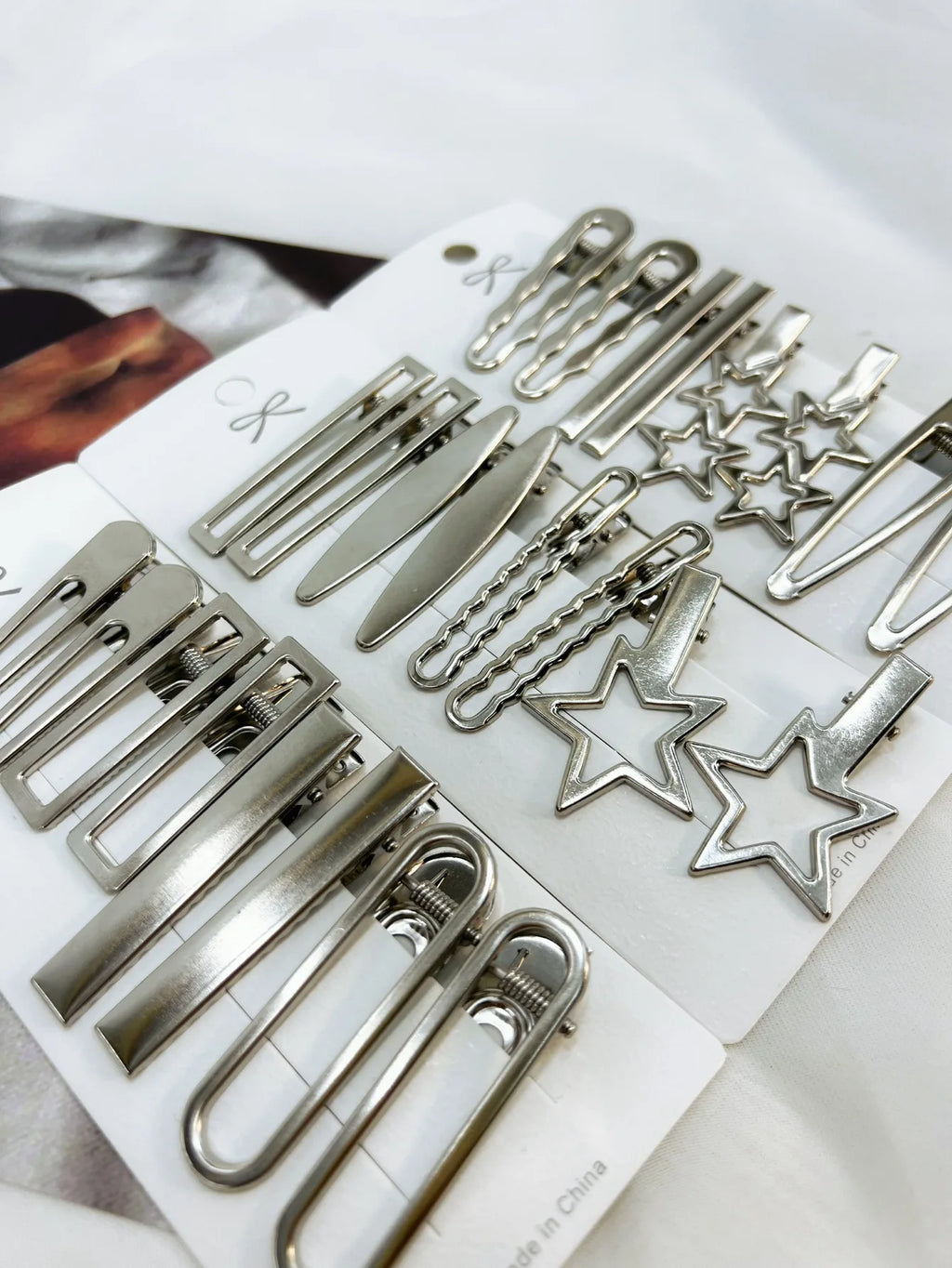 Silver Metal Hairpins for Women Girls Star Hair Clip Multiple Styles Seamless Duckbill Clip Girls Hair Accessoires
