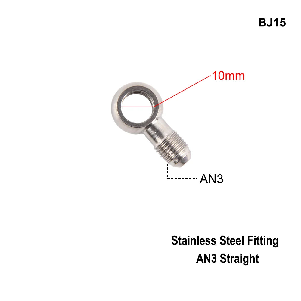 AN3 Motorcycle Motor Bike Hydraulic Brake Oil Hose Line Banjo Fitting m10x1 stainless Steel 10mm