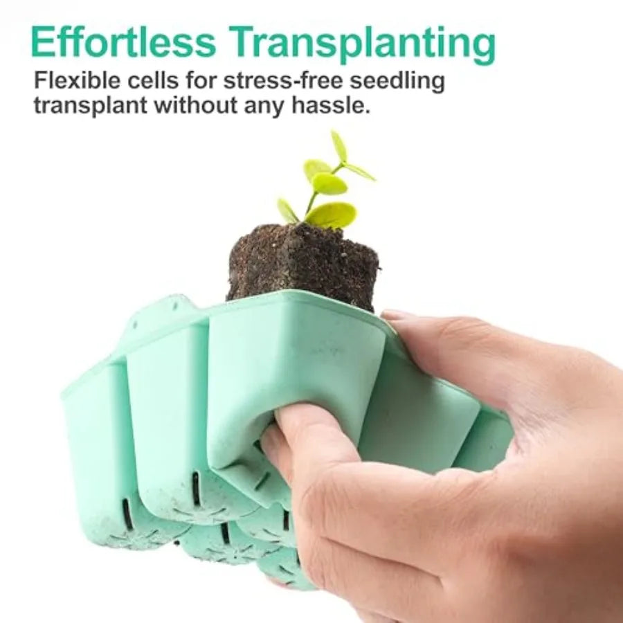 Silicone Seed Starter Tray - 16-Pack Seedling Starter Trays with Flexible Pop-Out Cells for Seed Starting Indoor Gardening Reus