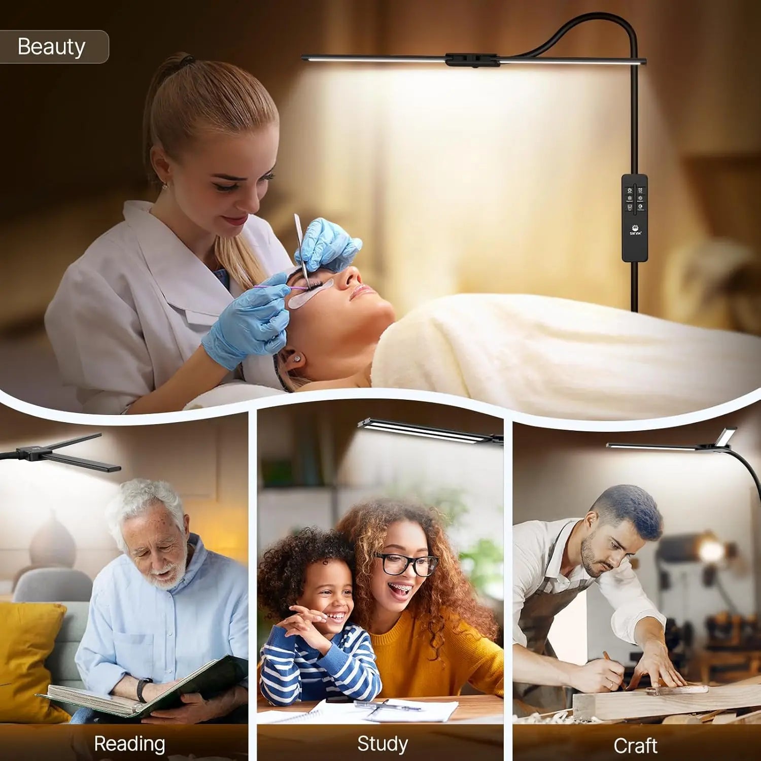 18W LED Floor Lamp with Remote & Gesture Control, Dimmable Brightness & Color Temp, Eye-Caring Light for Living Room