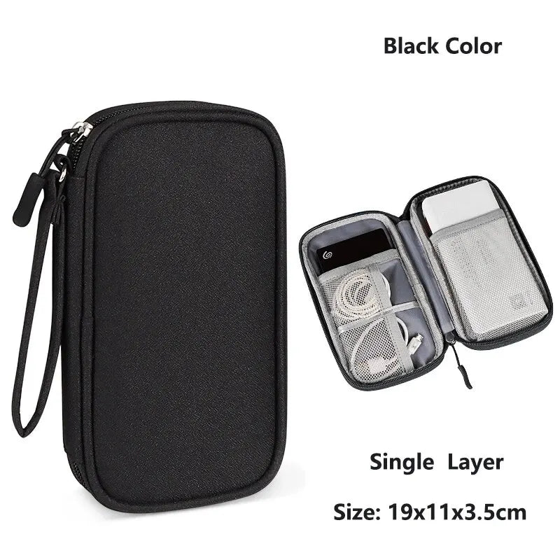 USB Cable Storage Bag Multifunctional Travel Portable Data Line Phone Charger Power Bank Electronic Accessories Organizer