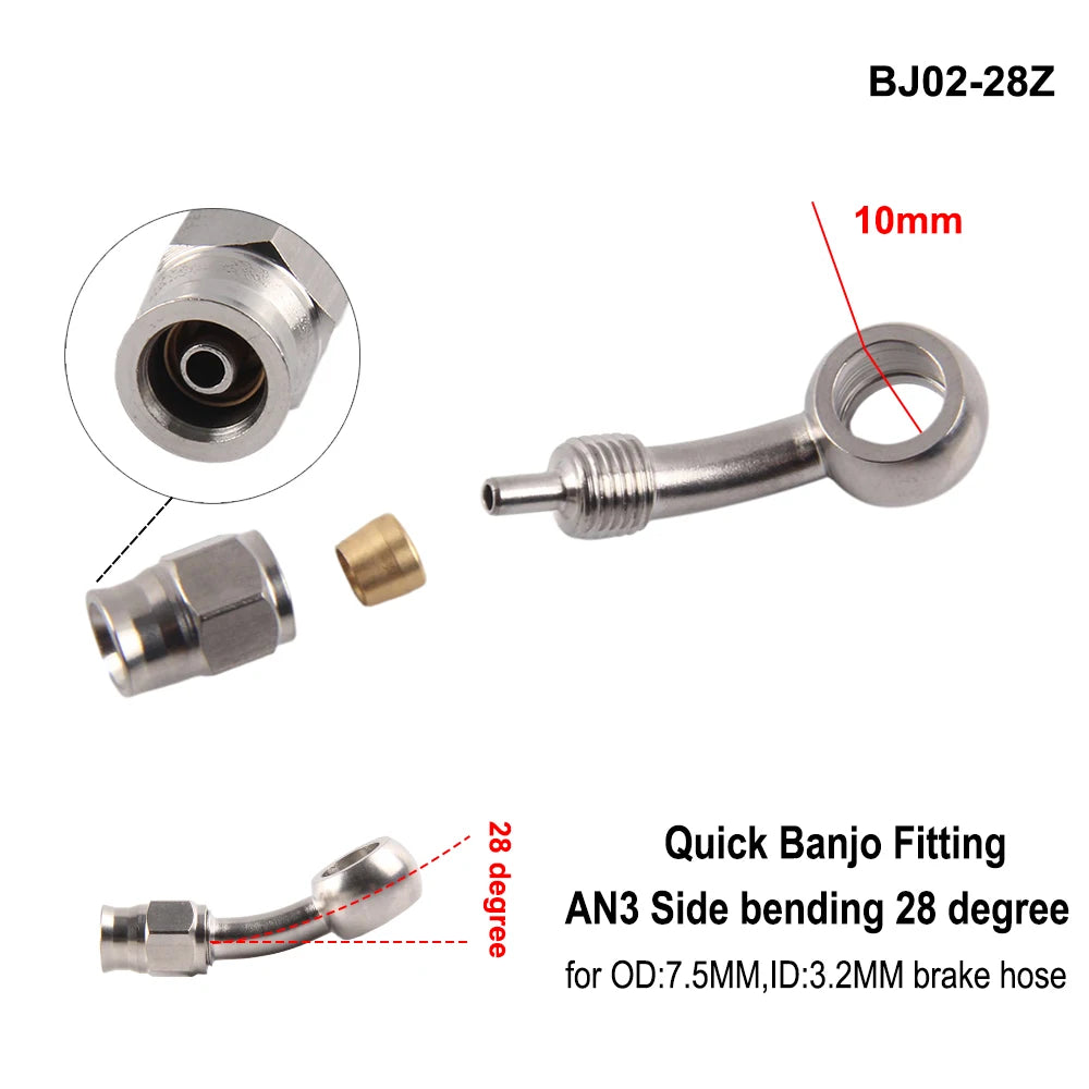 AN3 Motorcycle Motor Bike Hydraulic Brake Oil Hose Line Banjo Fitting m10x1 stainless Steel 10mm