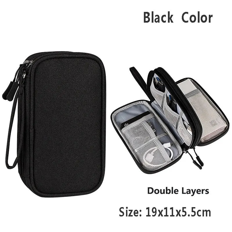 USB Cable Storage Bag Multifunctional Travel Portable Data Line Phone Charger Power Bank Electronic Accessories Organizer