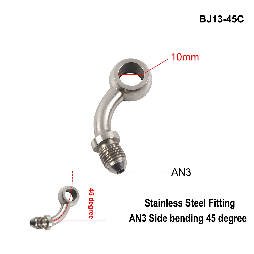 AN3 Motorcycle Motor Bike Hydraulic Brake Oil Hose Line Banjo Fitting m10x1 stainless Steel 10mm