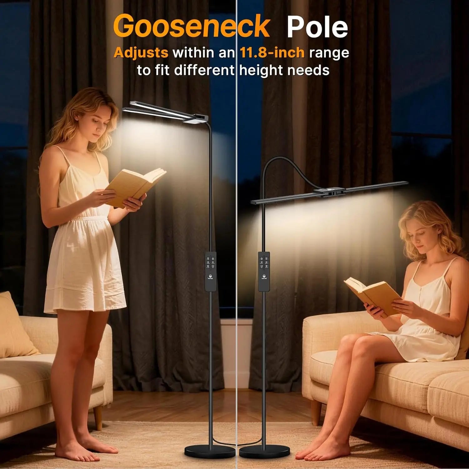 18W LED Floor Lamp with Remote & Gesture Control, Dimmable Brightness & Color Temp, Eye-Caring Light for Living Room