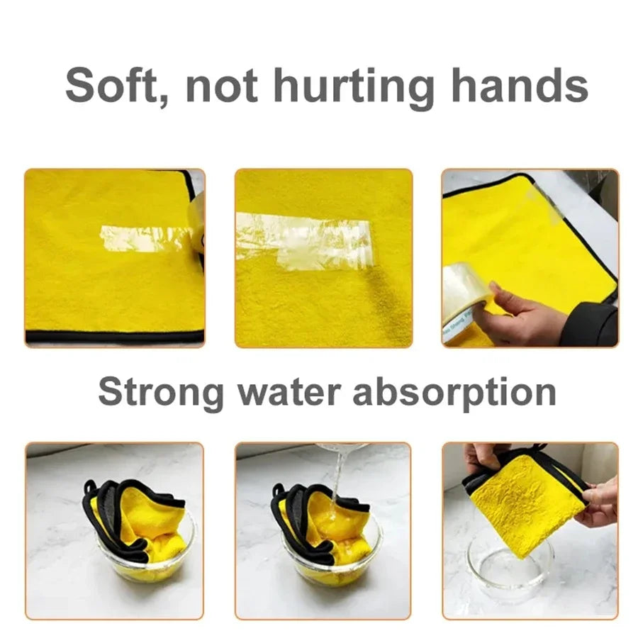 1/2/6/10pcs Microfiber Cleaning Towel Thicken Soft Drying Cloth Car Body Washing Towels Double Layer Clean Rags Car Accessories