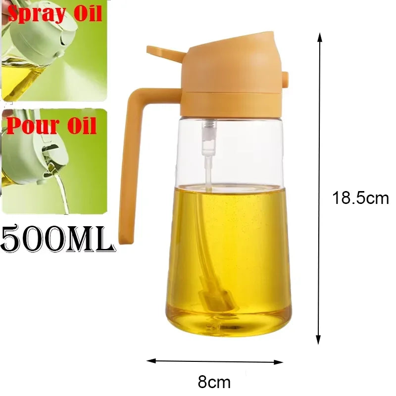 2-in-1 Kitchen Oil Sprayer and Dispenser Bottle, Plastic Oil Mister for Cooking, BBQ, Baking, Roasting and Picnic