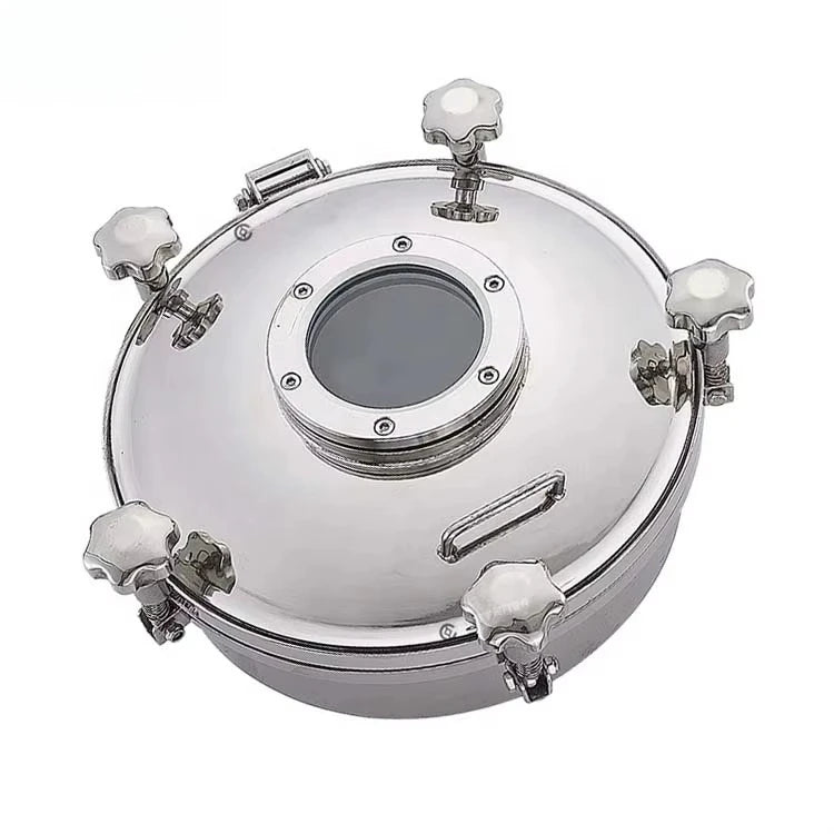 Sus 304 316L  Sanitary Stainless Steel Pressure Vessel Sight Glass Manhole Cover 1-3bar