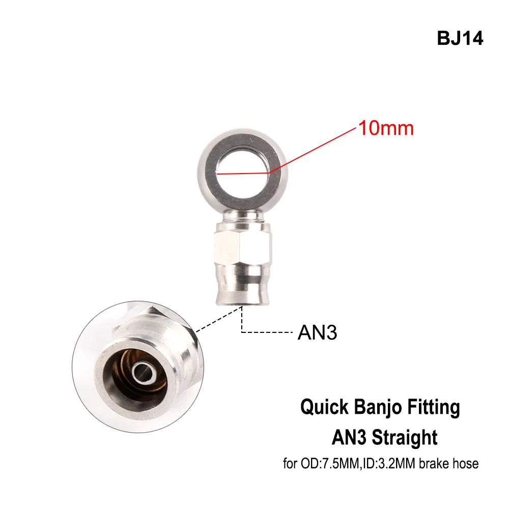 AN3 Motorcycle Motor Bike Hydraulic Brake Oil Hose Line Banjo Fitting m10x1 stainless Steel 10mm