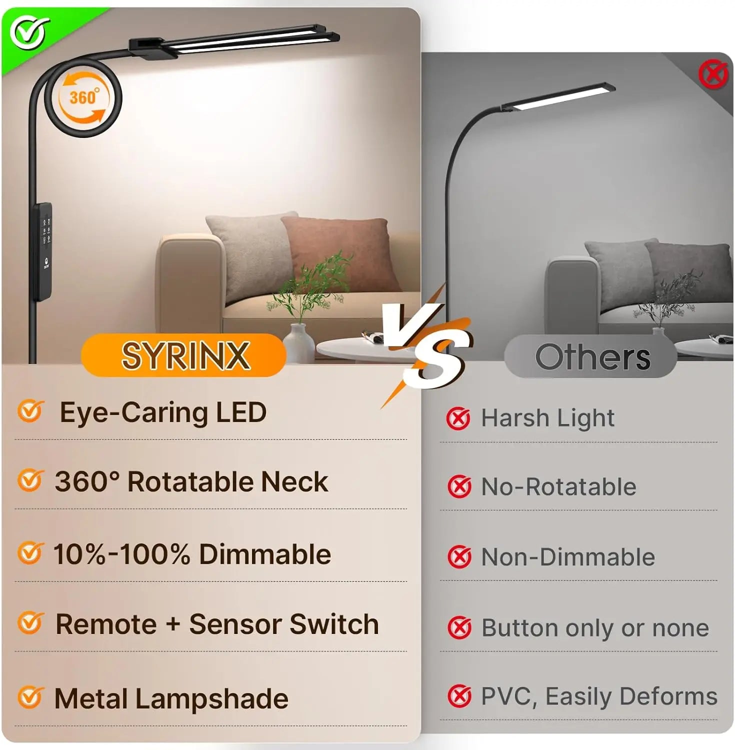 18W LED Floor Lamp with Remote & Gesture Control, Dimmable Brightness & Color Temp, Eye-Caring Light for Living Room