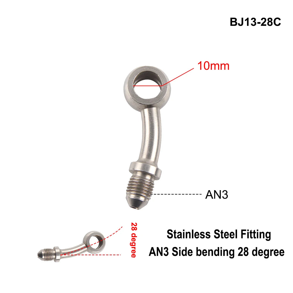AN3 Motorcycle Motor Bike Hydraulic Brake Oil Hose Line Banjo Fitting m10x1 stainless Steel 10mm