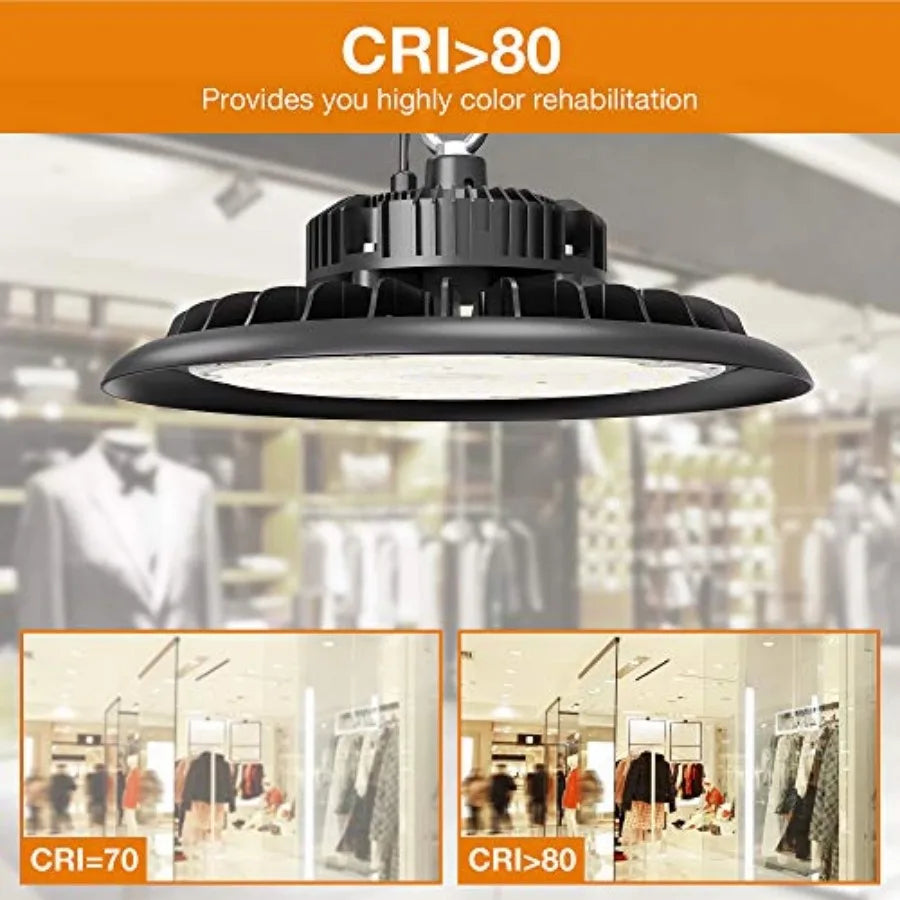 UFO LED High Bay Light 150W 21, 000lm 5000K Daylight 600W HID/HPS Equivalent with US Plug 5' Cable LED Warehouse Lights Commerc