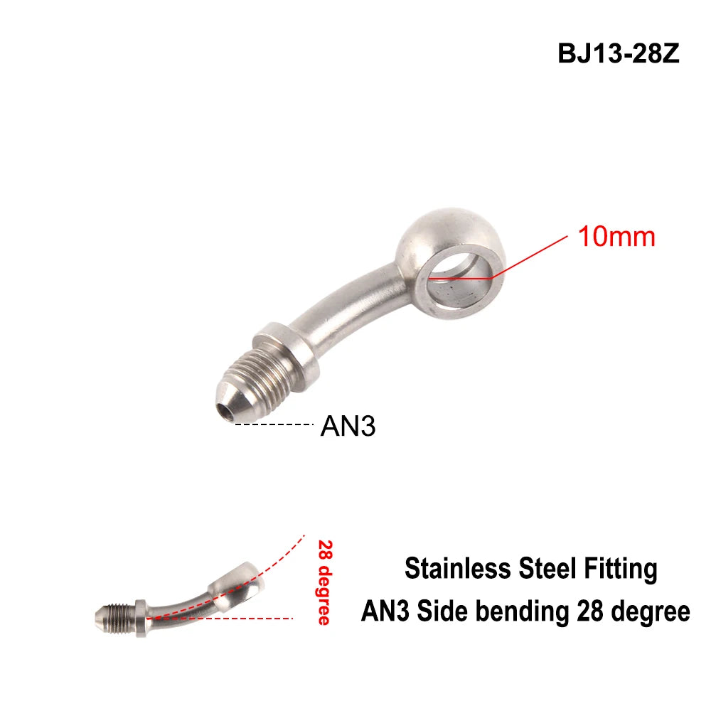 AN3 Motorcycle Motor Bike Hydraulic Brake Oil Hose Line Banjo Fitting m10x1 stainless Steel 10mm