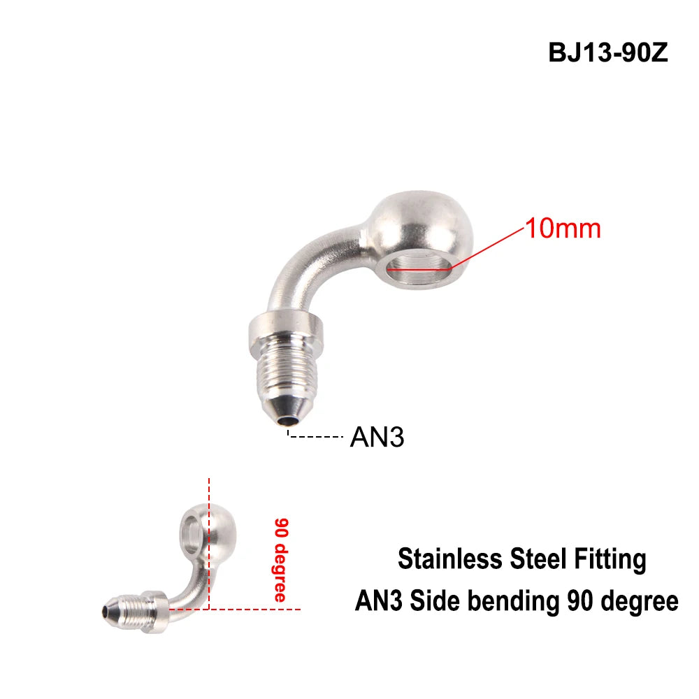 AN3 Motorcycle Motor Bike Hydraulic Brake Oil Hose Line Banjo Fitting m10x1 stainless Steel 10mm