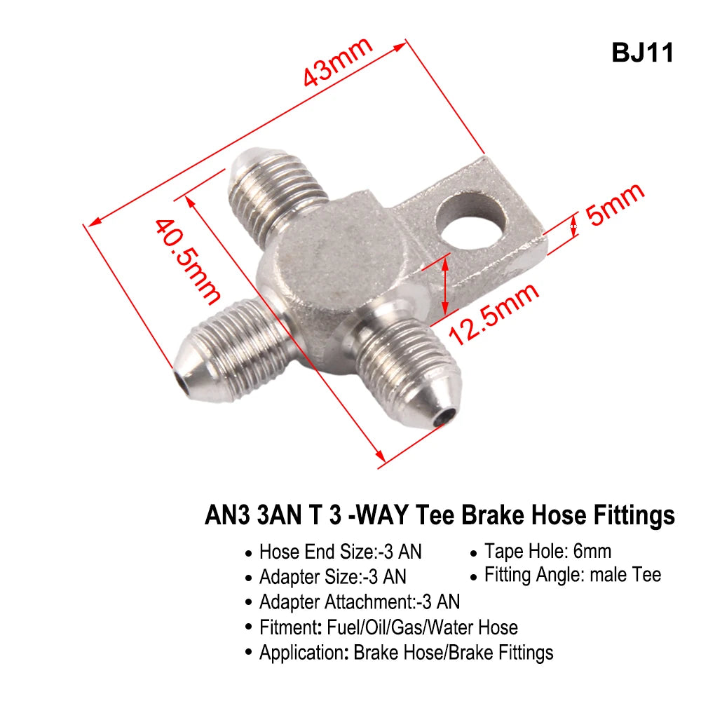 AN3 Motorcycle Motor Bike Hydraulic Brake Oil Hose Line Banjo Fitting m10x1 stainless Steel 10mm