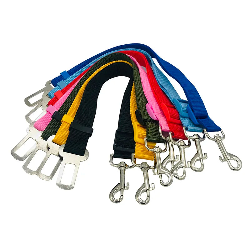 Adjustable Dogs Accessoires Pet Cat Dog Car Seat Belt Pet Seat Vehicle Dog Harness Lead Clip Safety Lever Traction Dog Collars