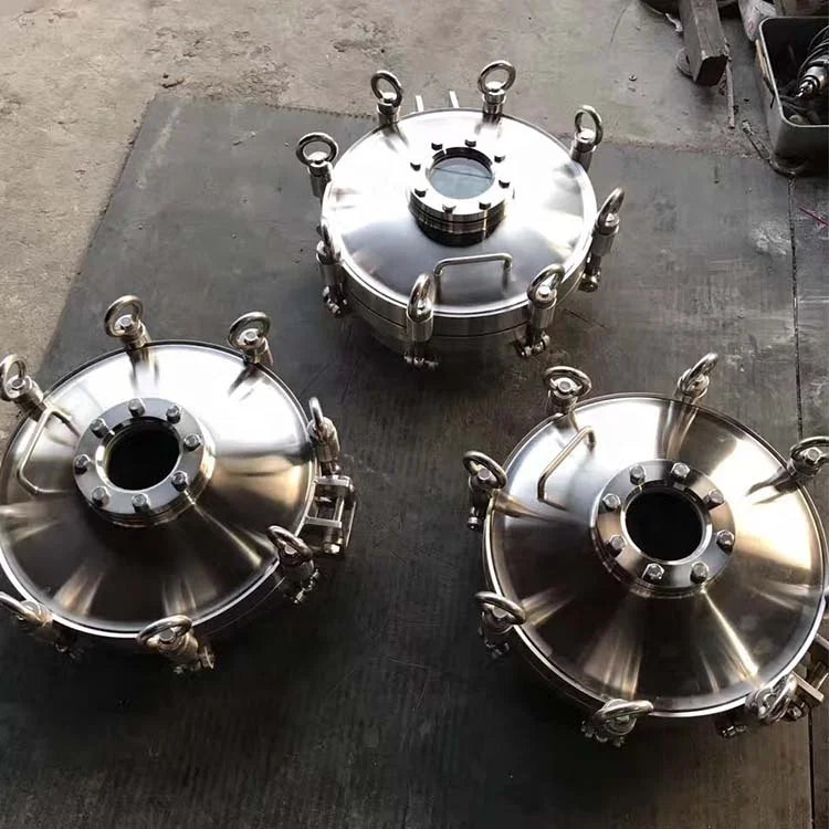 Sus 304 316L  Sanitary Stainless Steel Pressure Vessel Sight Glass Manhole Cover 1-3bar