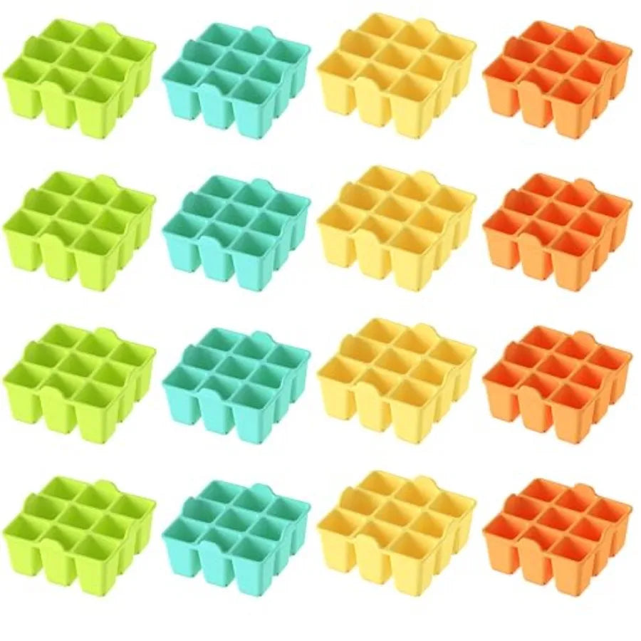 Silicone Seed Starter Tray - 16-Pack Seedling Starter Trays with Flexible Pop-Out Cells for Seed Starting Indoor Gardening Reus