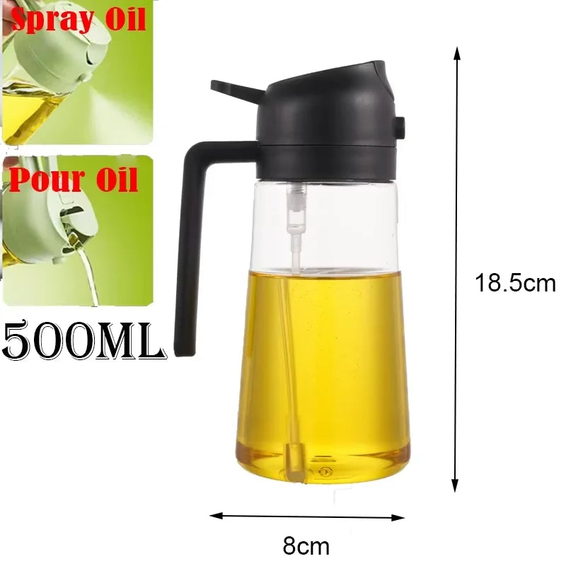 2-in-1 Kitchen Oil Sprayer and Dispenser Bottle, Plastic Oil Mister for Cooking, BBQ, Baking, Roasting and Picnic