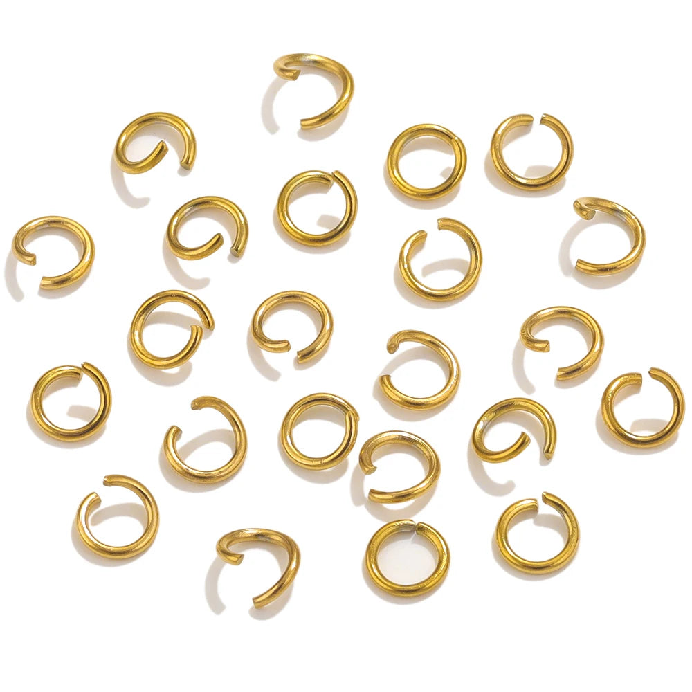 100pcs PVD Gold Plated Stainless Steel Open Jump Rings Connectors for DIY Jewelry Making Split Ring Jewelry Findings Accessoires