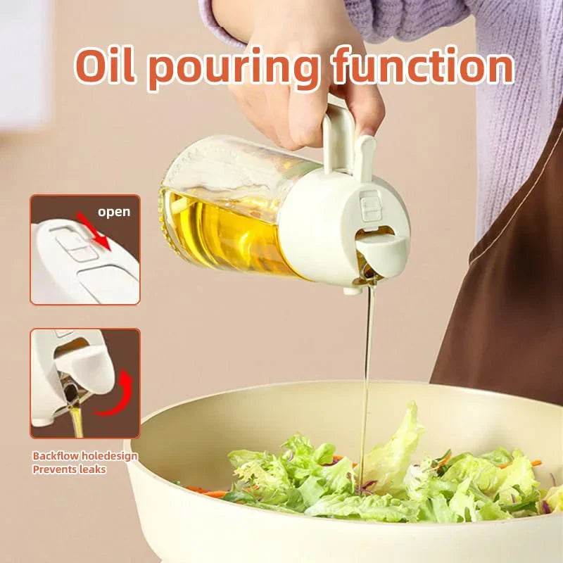 2-in-1 Kitchen Oil Sprayer and Dispenser Bottle, Plastic Oil Mister for Cooking, BBQ, Baking, Roasting and Picnic