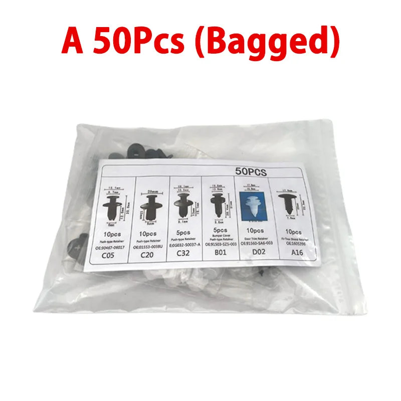 100/50PCS Auto Fastener Clips Kit - Multi-Size Retainers for Car Fender, Bumper, Door & Panel Trim