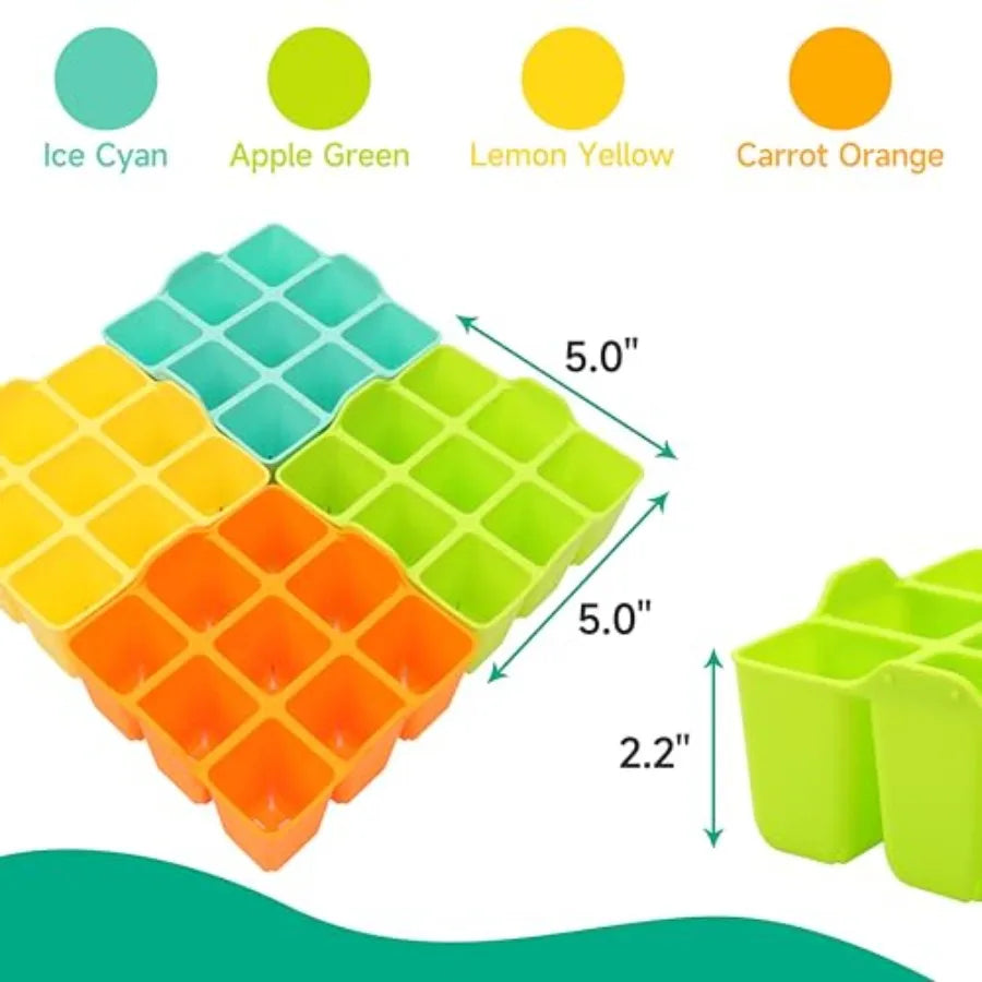 Silicone Seed Starter Tray - 16-Pack Seedling Starter Trays with Flexible Pop-Out Cells for Seed Starting Indoor Gardening Reus