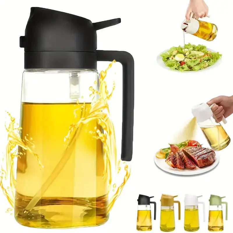 2-in-1 Kitchen Oil Sprayer and Dispenser Bottle, Plastic Oil Mister for Cooking, BBQ, Baking, Roasting and Picnic
