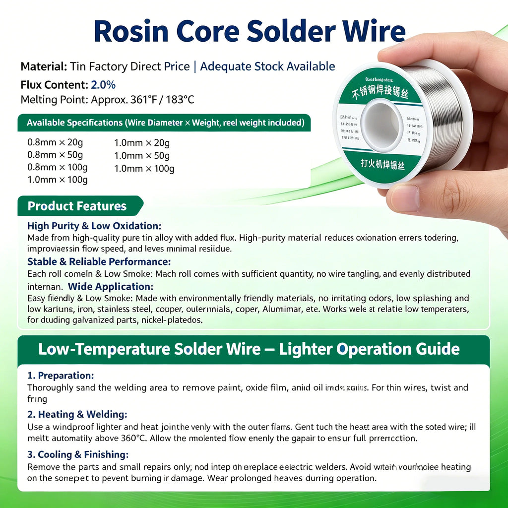 0.8mm 1.0mm 20g 50g 100g Soldering Tin Wire Tin Melt Rosin Core Solder Soldering Wire Roll No-clean FLUX 2.0%