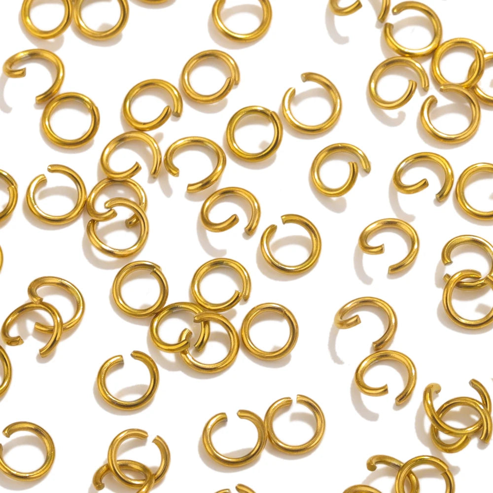 100pcs PVD Gold Plated Stainless Steel Open Jump Rings Connectors for DIY Jewelry Making Split Ring Jewelry Findings Accessoires
