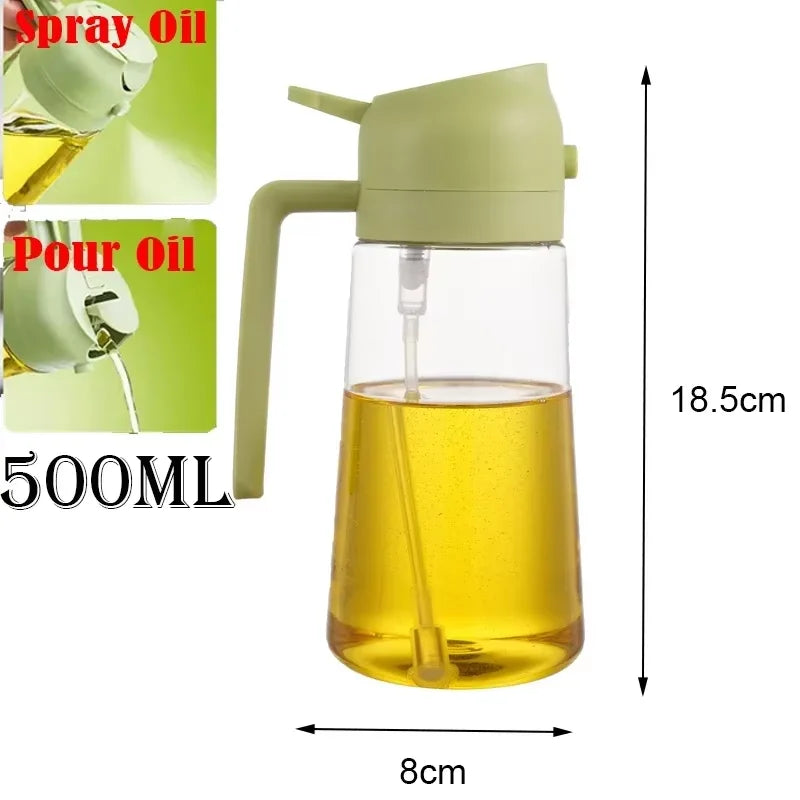 2-in-1 Kitchen Oil Sprayer and Dispenser Bottle, Plastic Oil Mister for Cooking, BBQ, Baking, Roasting and Picnic