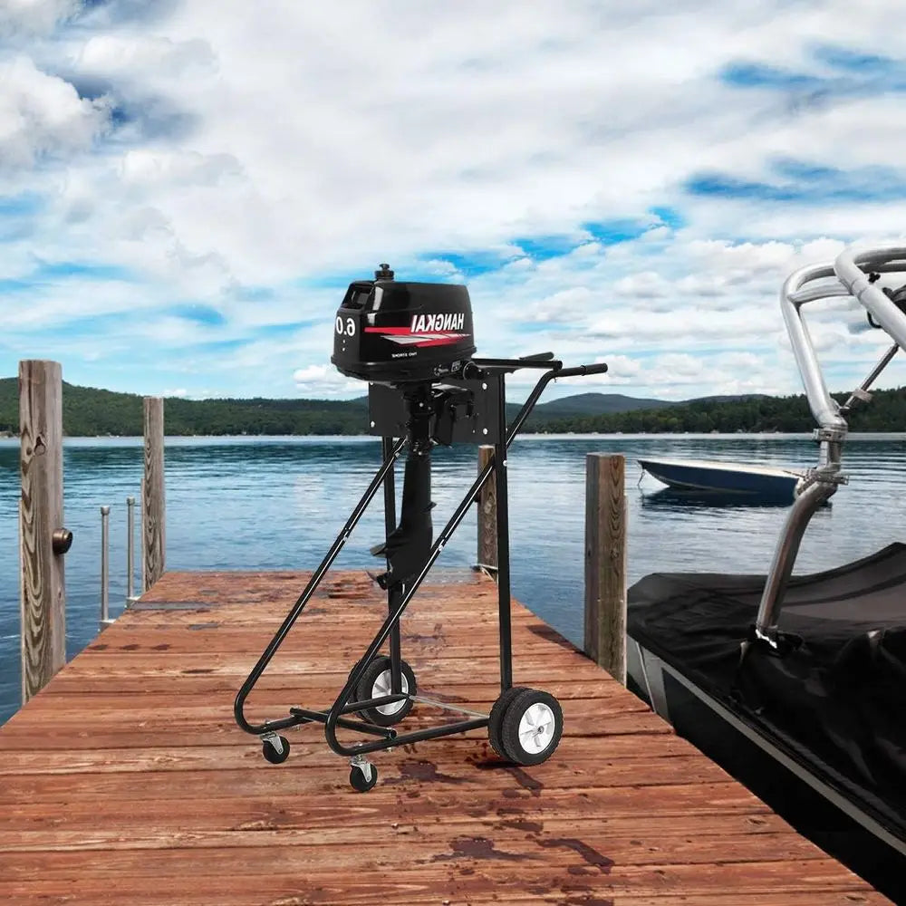 Heavy Duty 315 lbs Capacity Boat Motor Stand, Pro Engine Carrier Cart for Storage (Black)